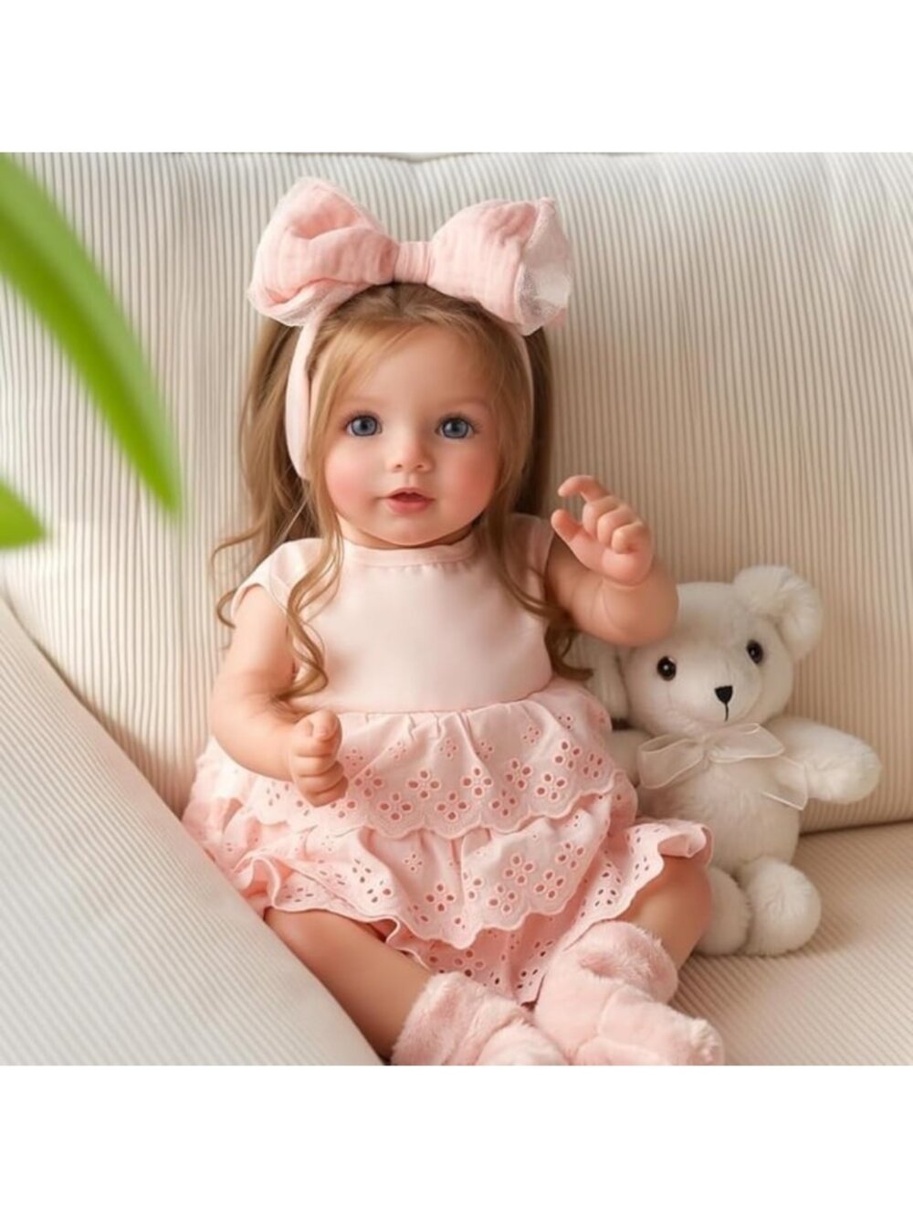 20" Reborn Baby Doll with Brown Hair, Realistic Features & Play Accessories